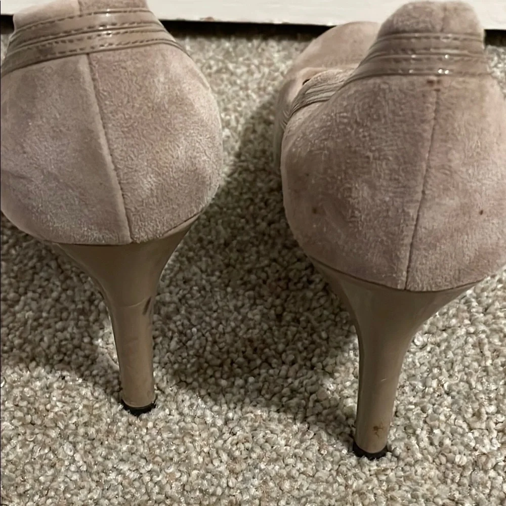 Nine West Taupe Heels Classic Suede Pumps